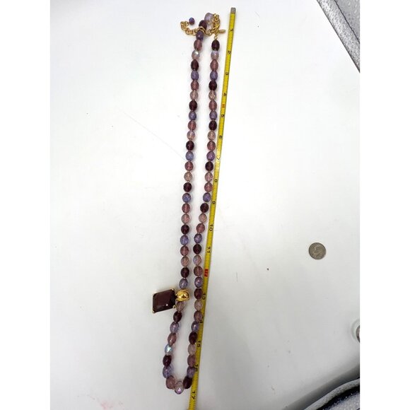 Joan Rivers 32" AB Purple LavenderGlass Bead Necklace Enhancer Amethyst Glass - Picture 10 of 12